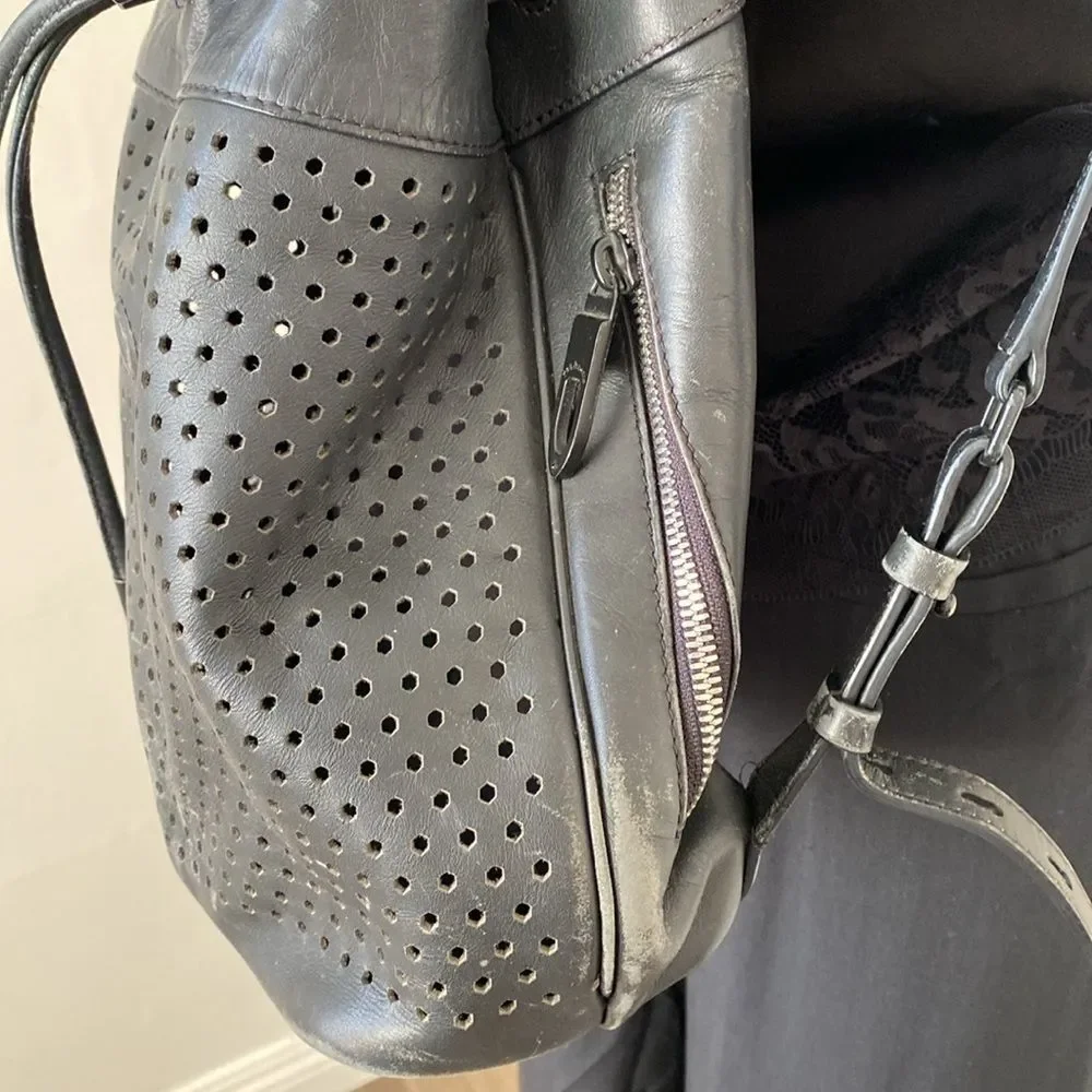 Rag & Bone Black The Pilot Perforated Leather Mini Backpack